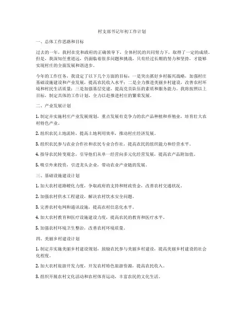 村支部书记年初工作计划