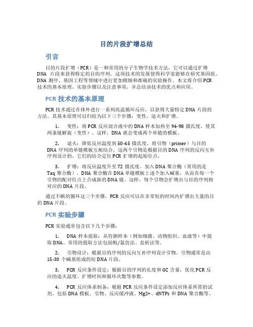 目的片段扩增总结