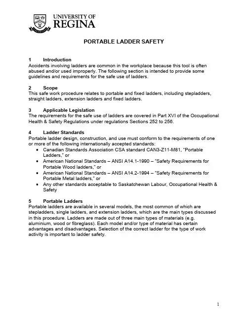 Portable Ladder Safety 便携式梯子安全