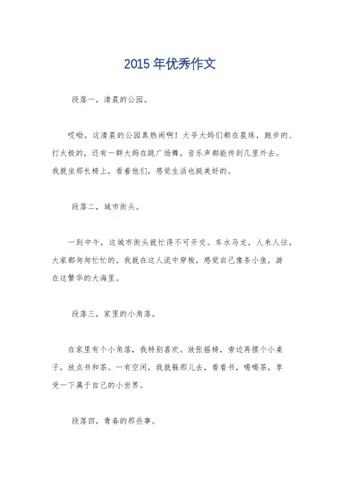 2015年优秀作文