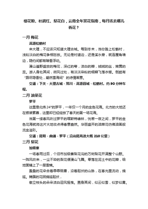 樱花粉、杜鹃红、梨花白，云南全年赏花指南，每月该去哪儿看花？