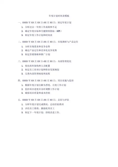 年度计划时间表模板