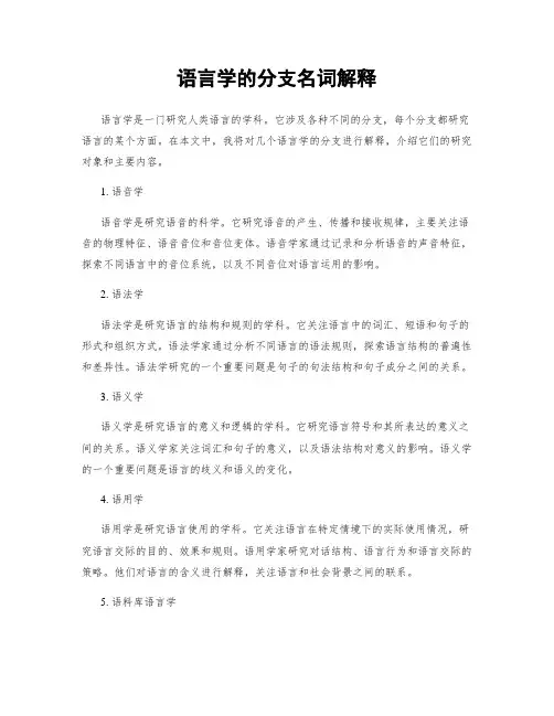语言学的分支名词解释