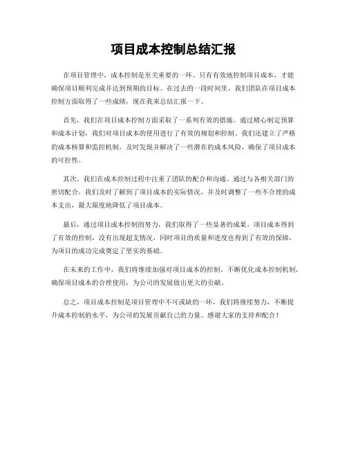 项目成本控制总结汇报