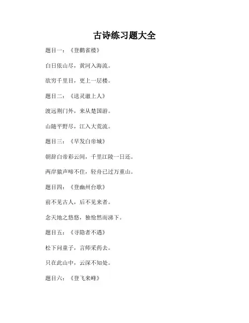 古诗练习题大全
