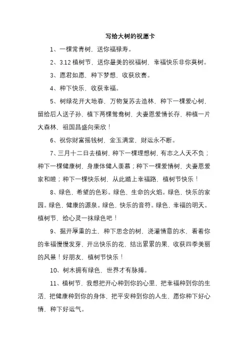 写给大树的祝愿卡