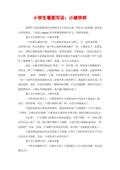 小学生看图写话：小猪学样