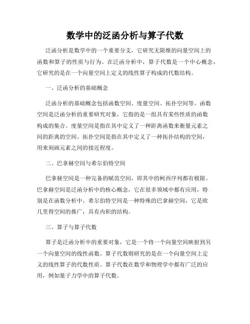 数学中的泛函分析与算子代数
