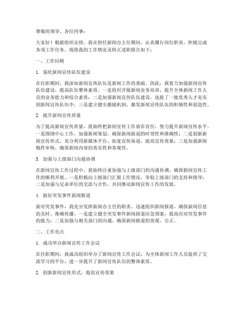 新闻办主任转正述职报告