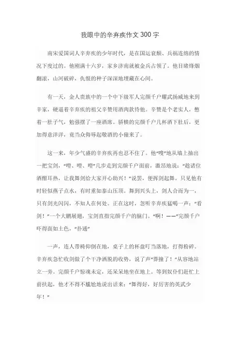 我眼中的辛弃疾作文300字