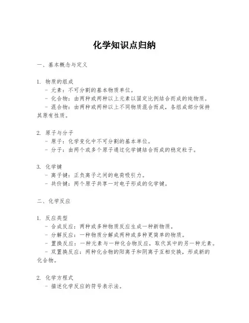 化学知识点归纳