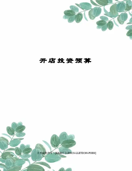 开店投资预算