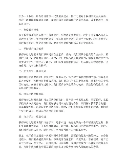 教师修行之道的心得体会