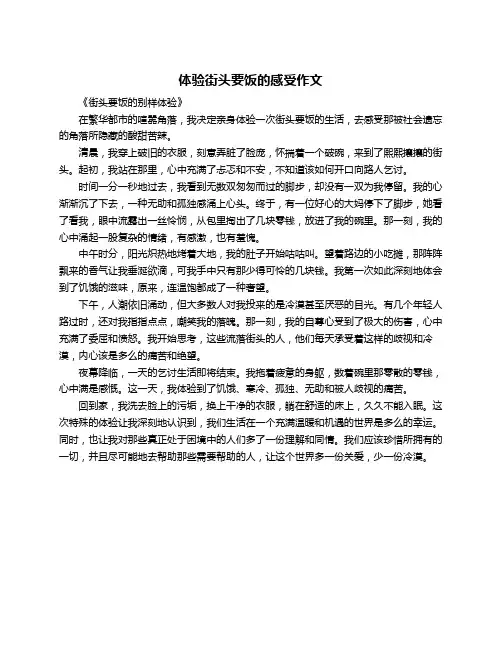 体验街头要饭的感受作文