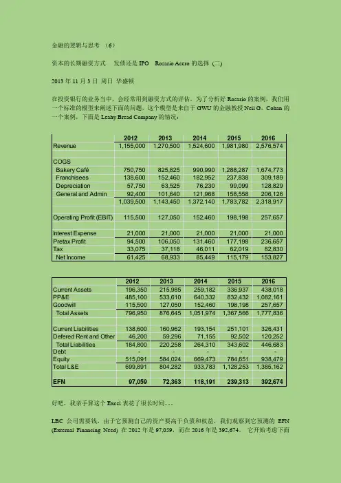 金融的逻辑与思考6-债还是股权,Rosario的选择二
