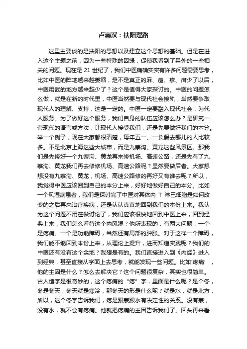 卢崇汉：扶阳理路