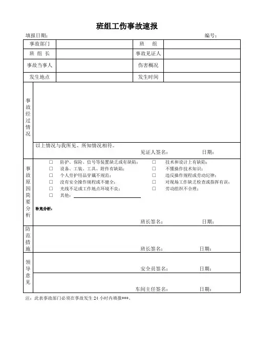 安全事故快报表