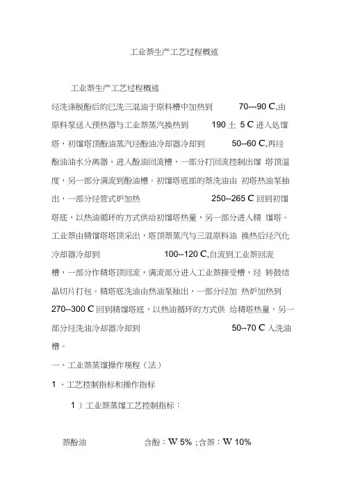 工业萘生产工艺过程概述