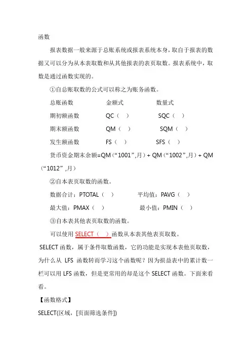用友常用函数