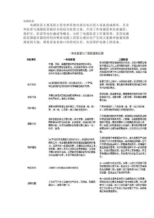 电源的三级防雷