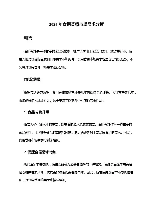 2024年食用香精市场需求分析