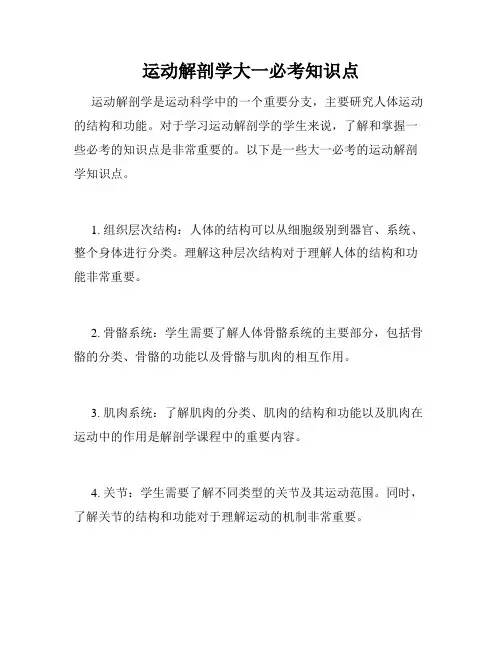 运动解剖学大一必考知识点
