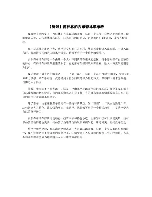 【游记】游桂林的古东森林瀑布群