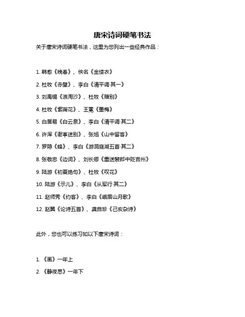 唐宋诗词硬笔书法