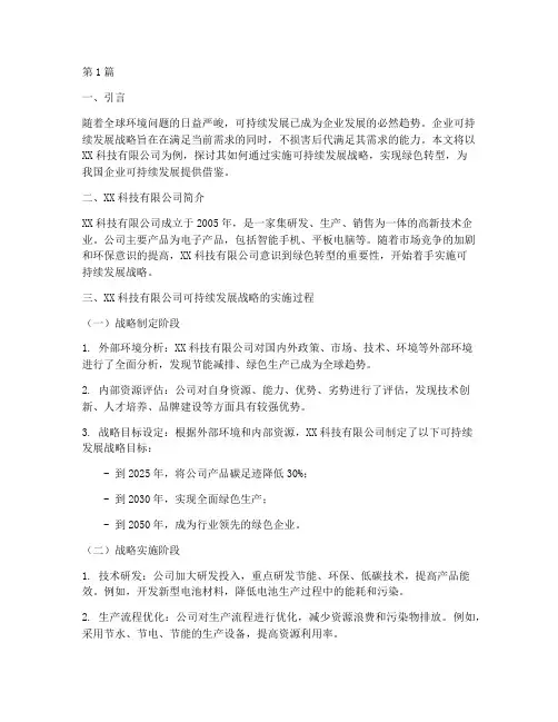 企业可持续发展战略案例(2篇)