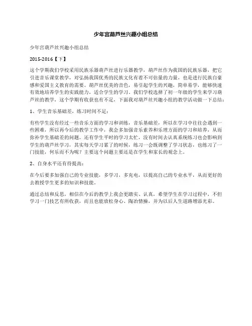 少年宫葫芦丝兴趣小组总结