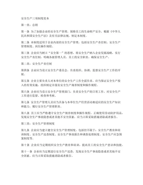 安全生产三项制度范本