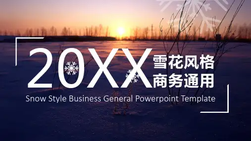 文艺浪漫雪花日出背景的工作汇报PPT模板