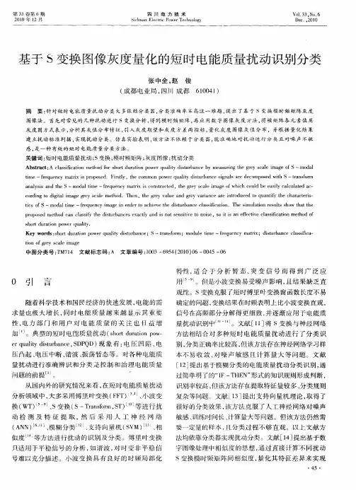 基于S变换图像灰度量化的短时电能质量扰动识别分类