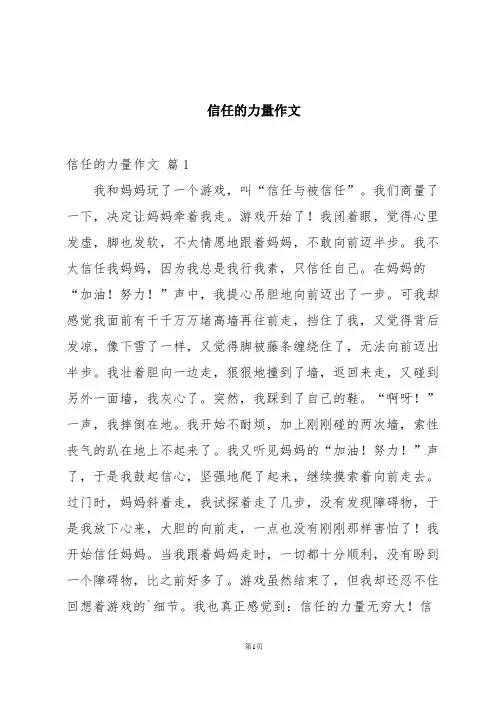 信任的力量作文