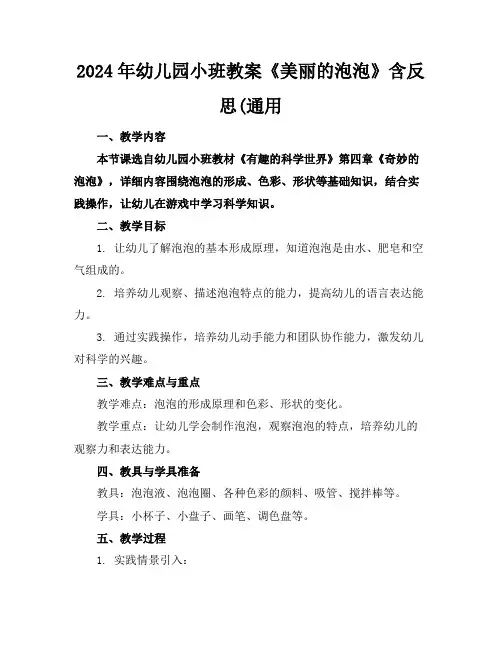 2024年幼儿园小班教案《美丽的泡泡》含反思(通用