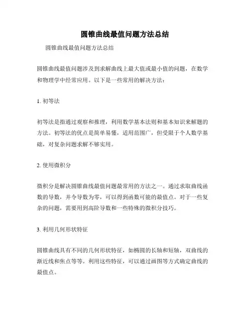 圆锥曲线最值问题方法总结