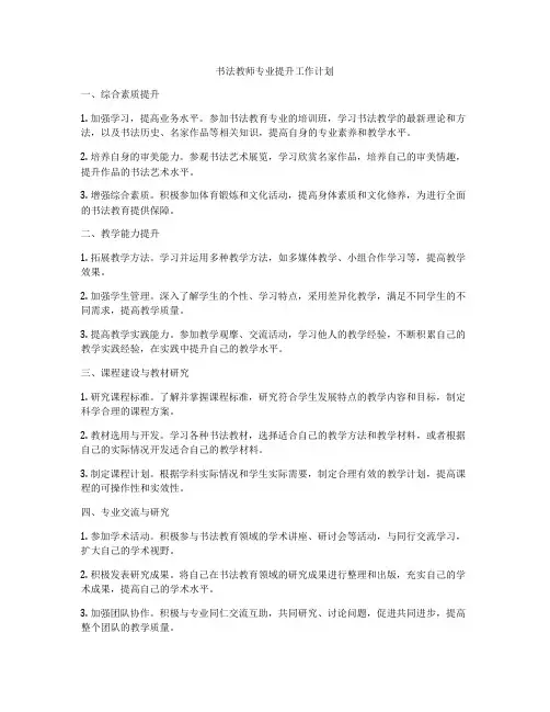 书法教师专业提升工作计划