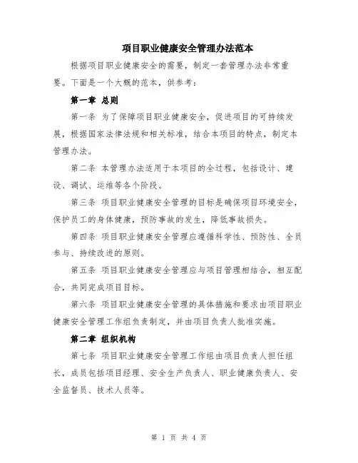 项目职业健康安全管理办法范本