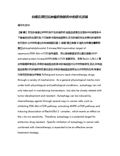 自噬在调控抗肿瘤药物耐药中的研究进展