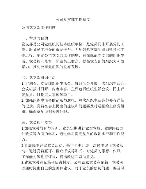 公司党支部工作制度