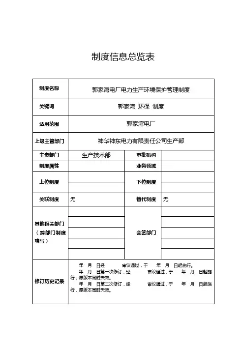 郭家湾电厂电力生产环境保护管理制度