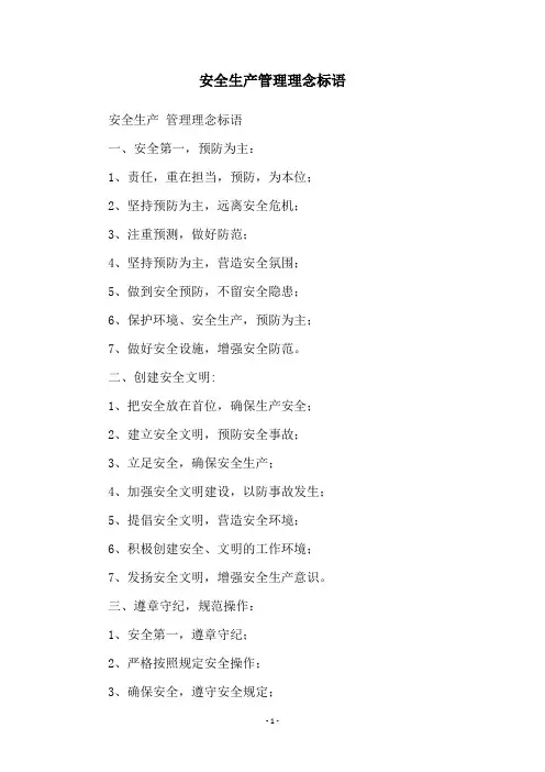 安全生产管理理念标语