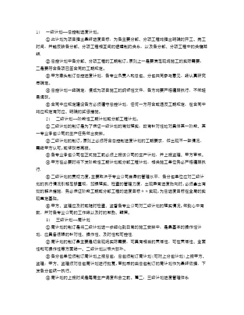 三级进度计划表