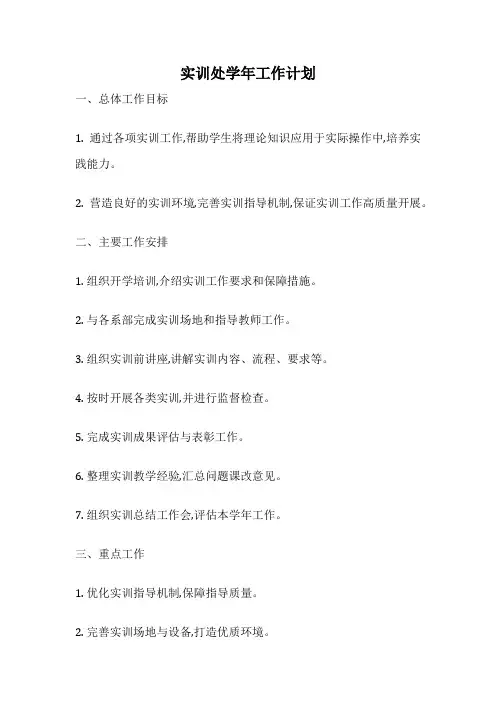 实训处学年工作计划
