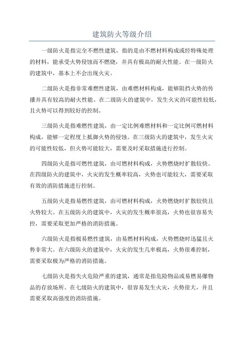 建筑防火等级介绍