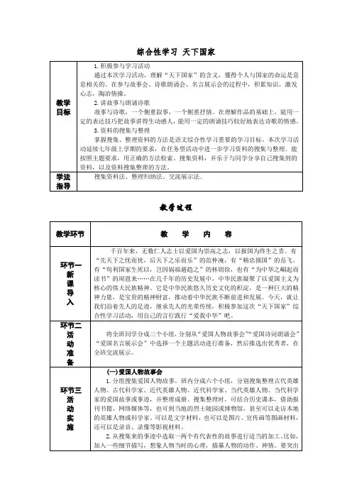 综合性学习 天下国家