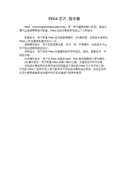 fpga芯片 指令集