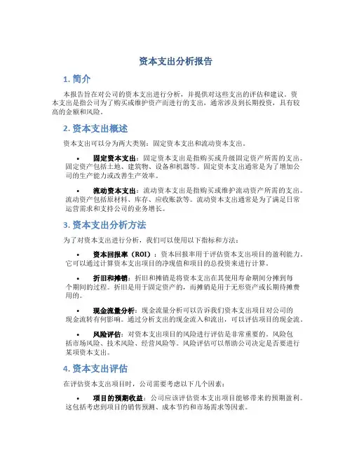 资本支出分析报告