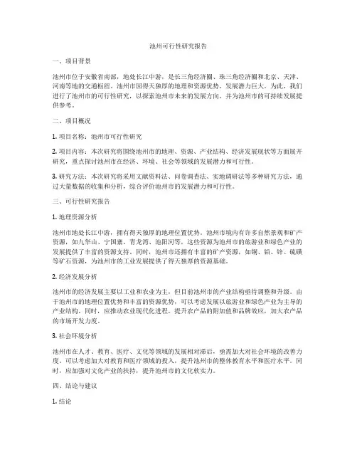 池州可行性研究报告