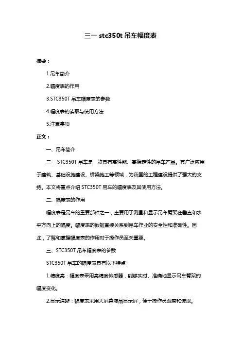 三一stc350t吊车幅度表